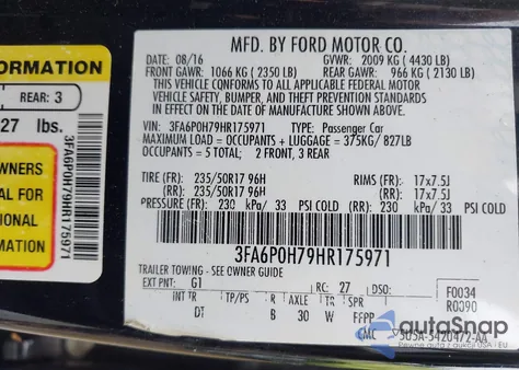 2017 Ford Fusion Se from USA, damaged, VIN 3FA6P0H79HR175971